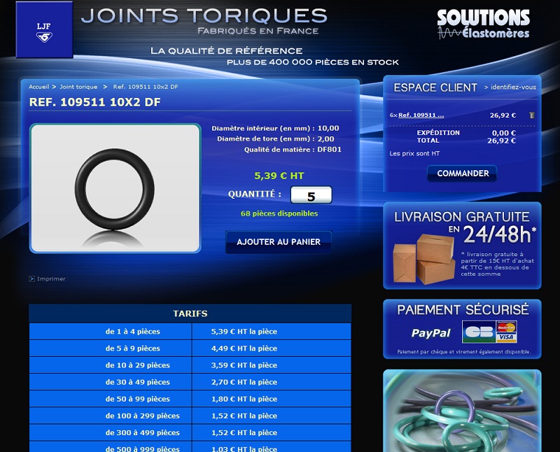 Site web vente joint torique