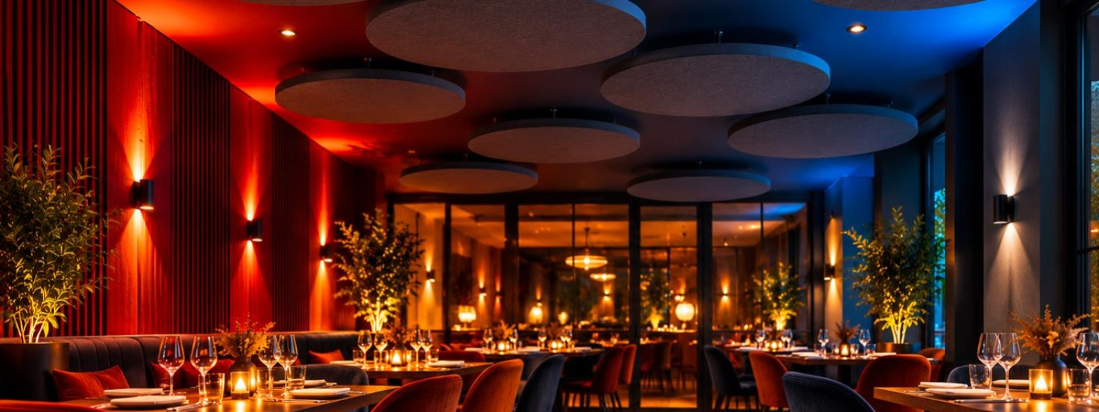 Panneaux acoustiques pour restaurant : Cloud, PET et réalisations sur mesure