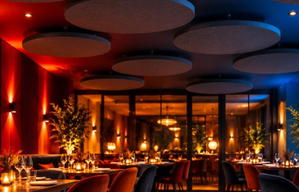 Panneaux acoustiques pour restaurant : Cloud, PET et réalisations sur mesure
